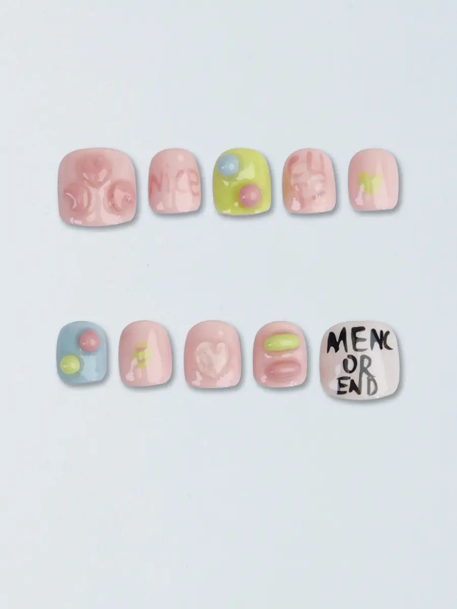 Macaron Color 3D Cool Sweet Press On Nails – Ubeety Fun Kids Collection