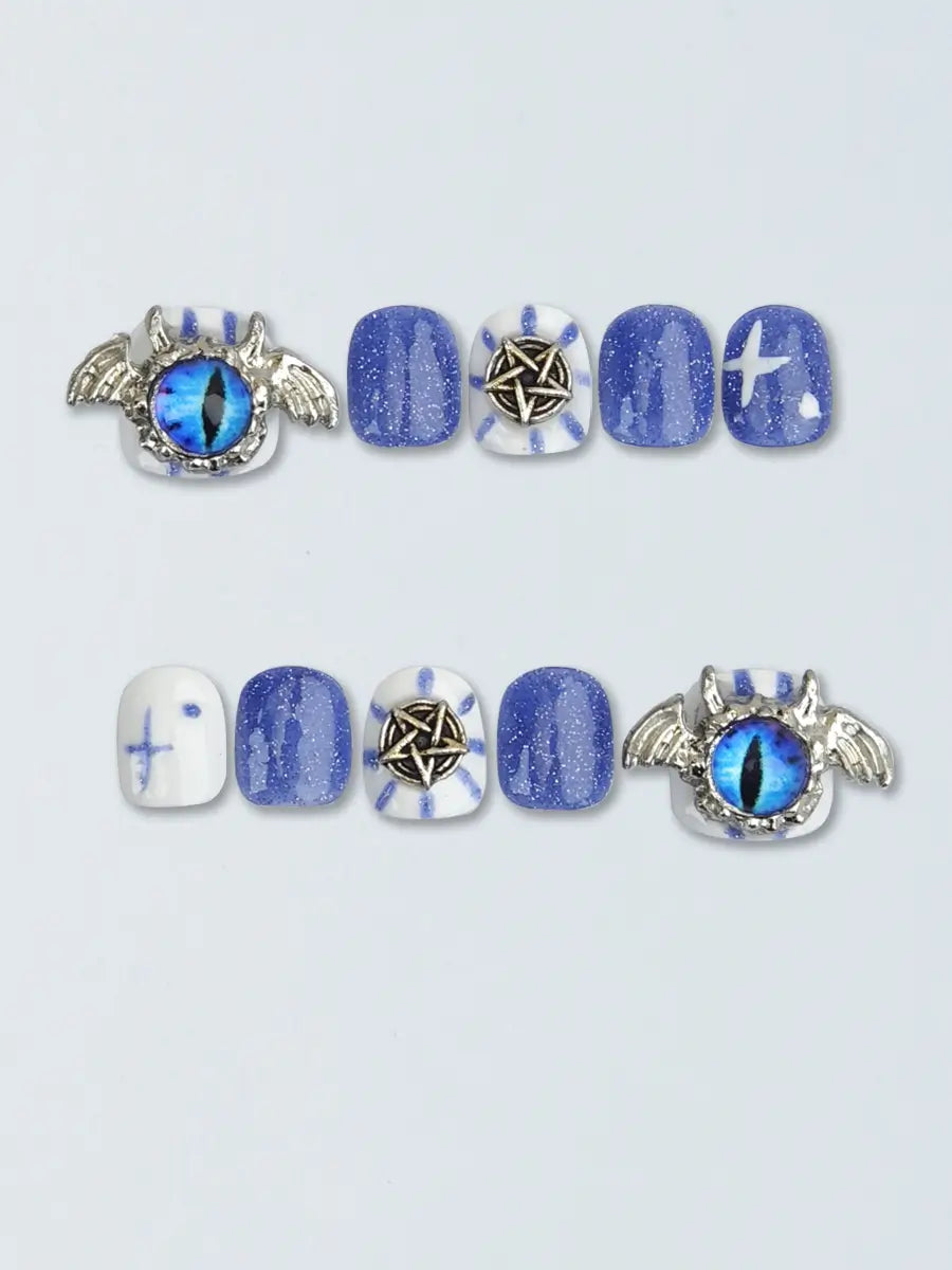 Dark Blue Mystic Eye Press On Nails – Ubeety Kids Gothic Collection