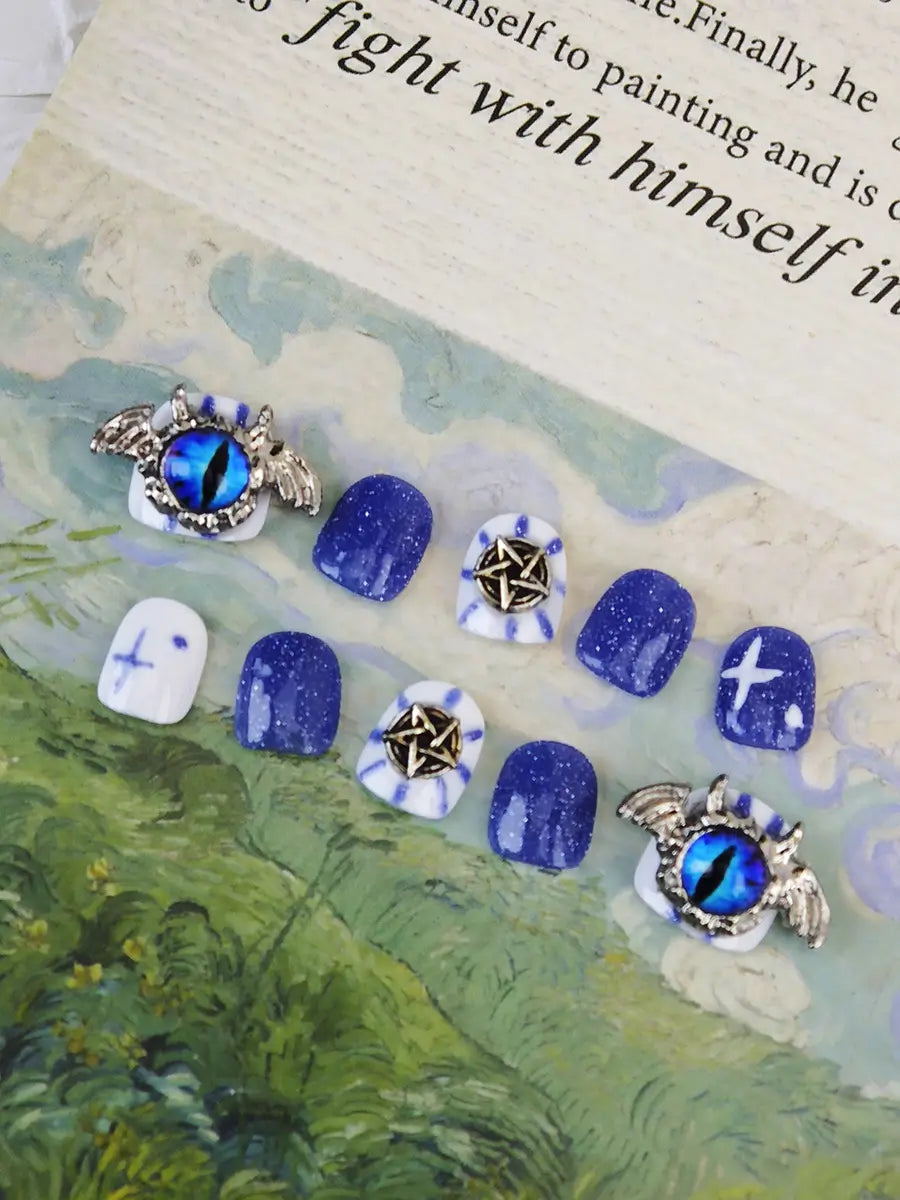 Dark Blue Mystic Eye Press On Nails – Ubeety Kids Gothic Collection
