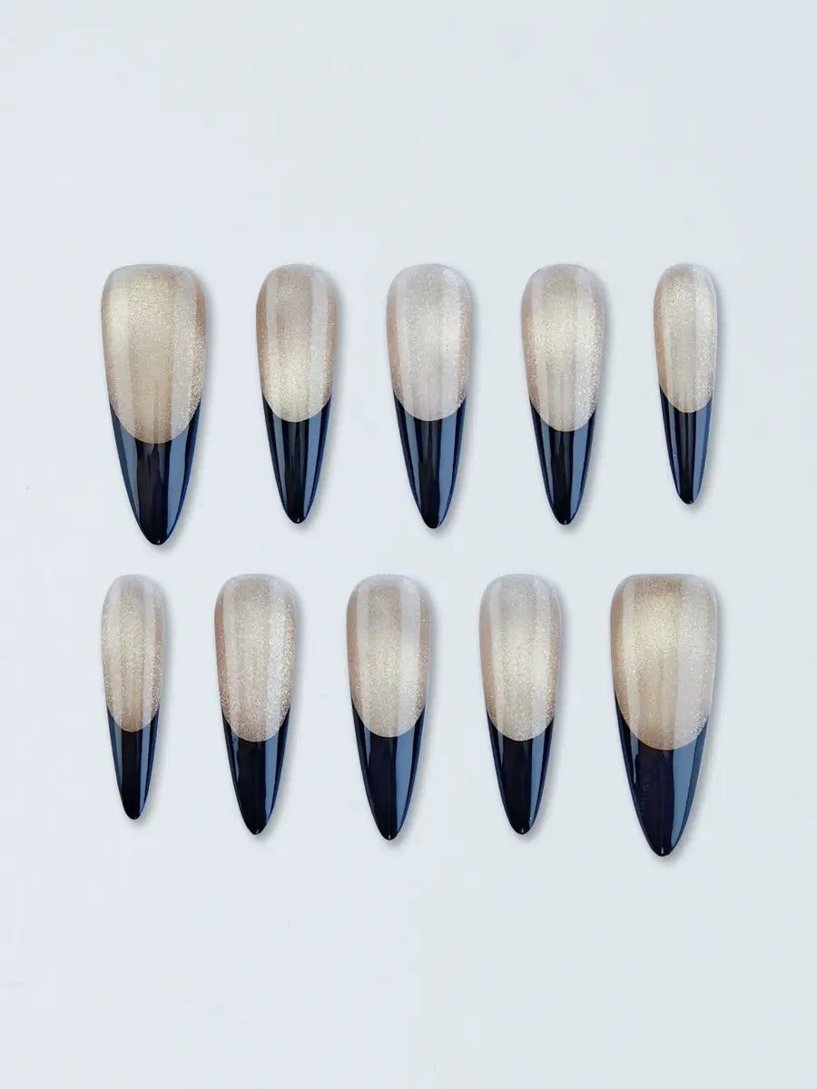 Classic Black & Gold French Tip Stiletto Press-On Nails