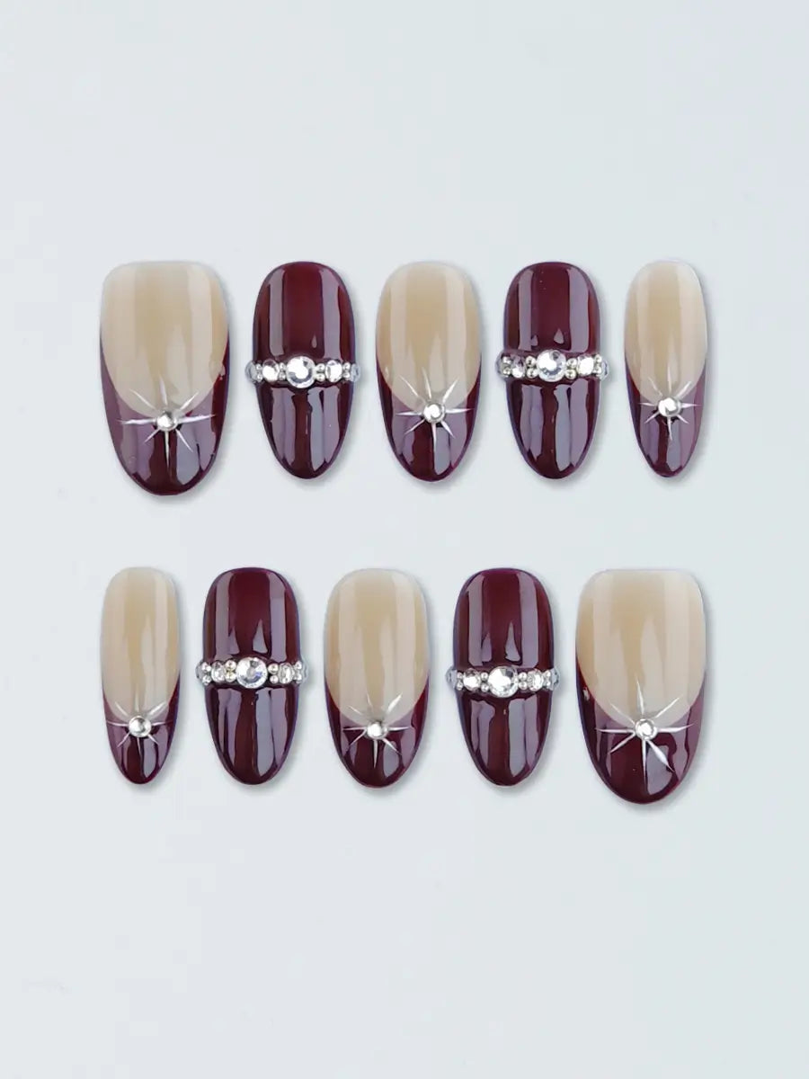 Brown Nude Gradient French Press-On Nails – Luxury Medium Round