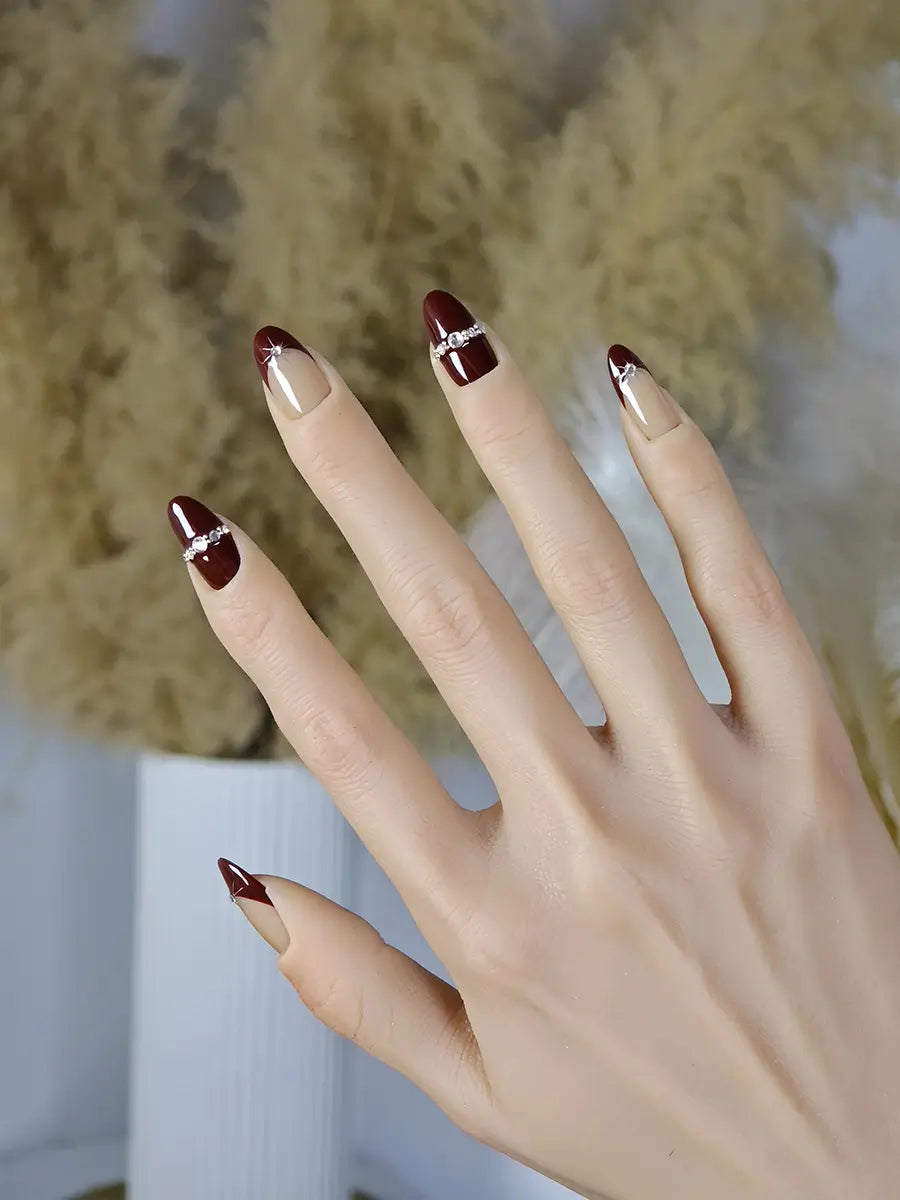 Brown Nude Gradient French Press-On Nails – Luxury Medium Round