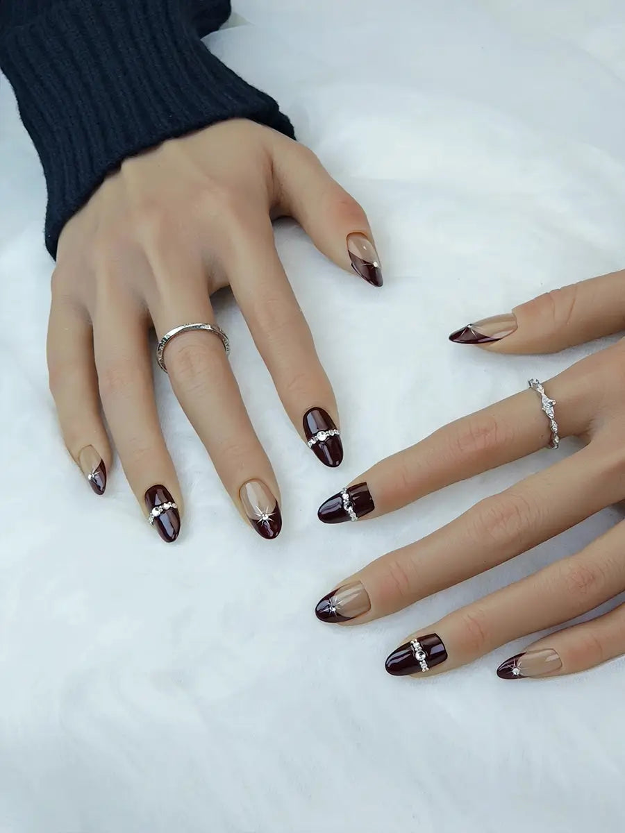 Brown Nude Gradient French Press-On Nails – Luxury Medium Round