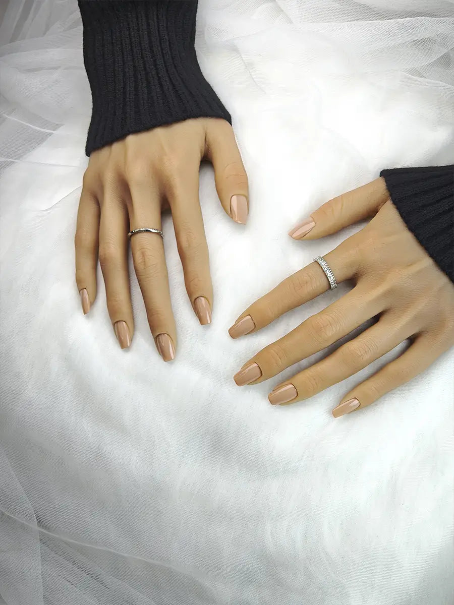 Classic Light Brown Solid Press-On Nails – Minimalist Elegance