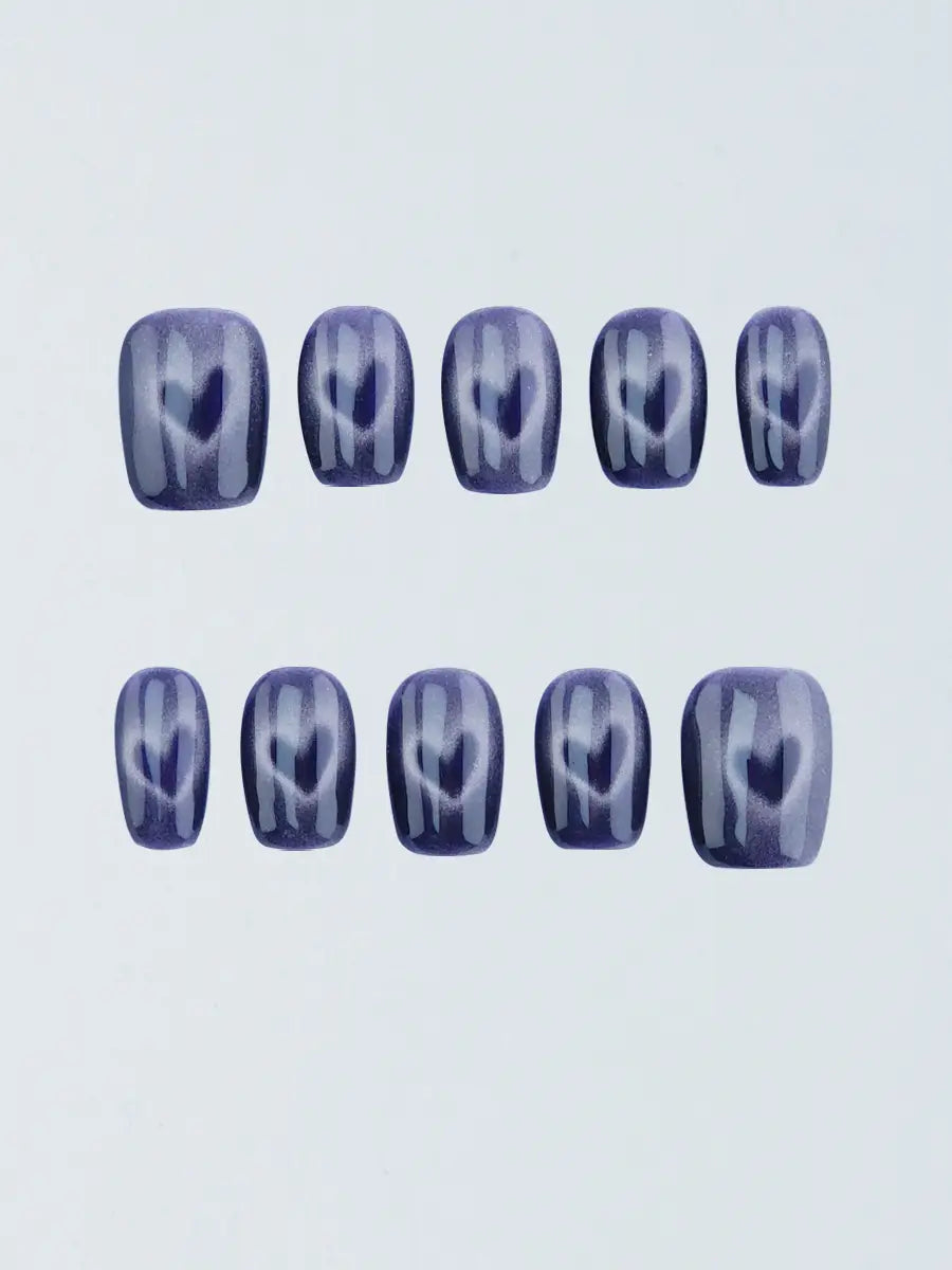 Deep Purple Heart Cat Eye Press-On Nails – Mysterious Sweet & Cool