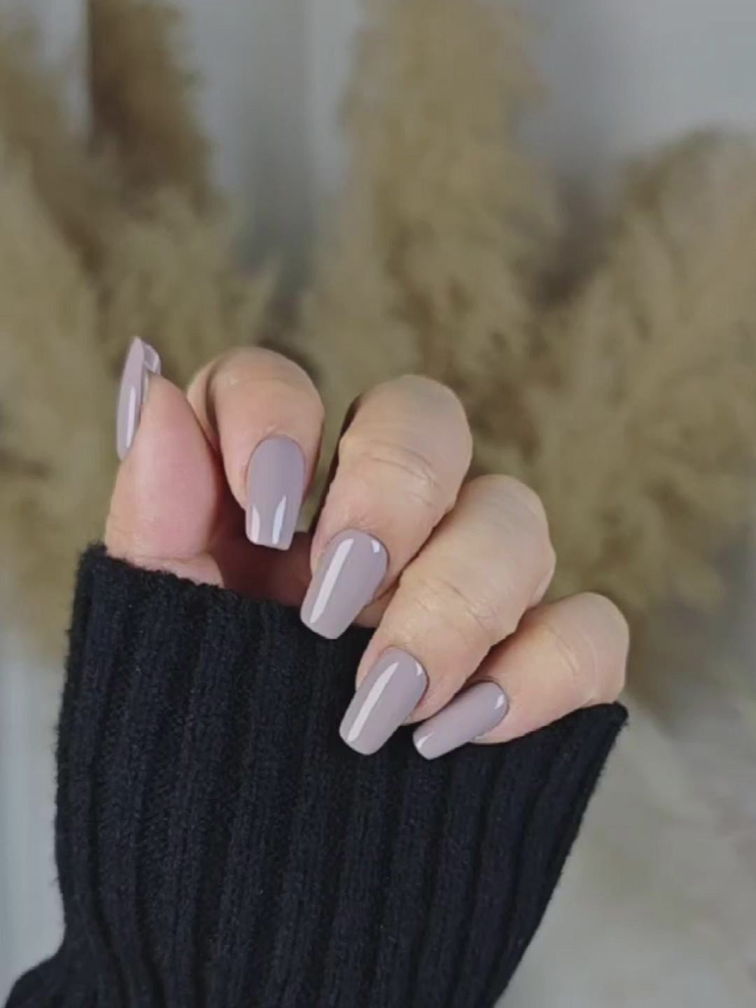 Classic Grey Brown Solid Press-On Nails – Minimalist Elegance