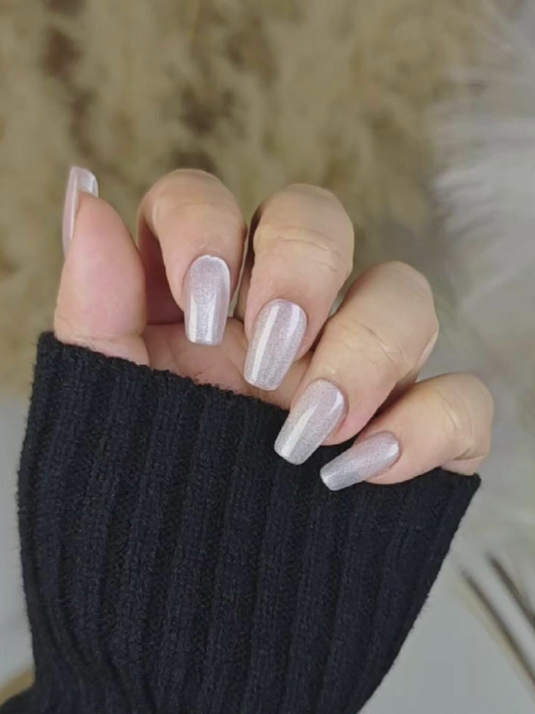 Nude Pink Glitter Press-On Nails – Chic Luxury Trapezoid Style