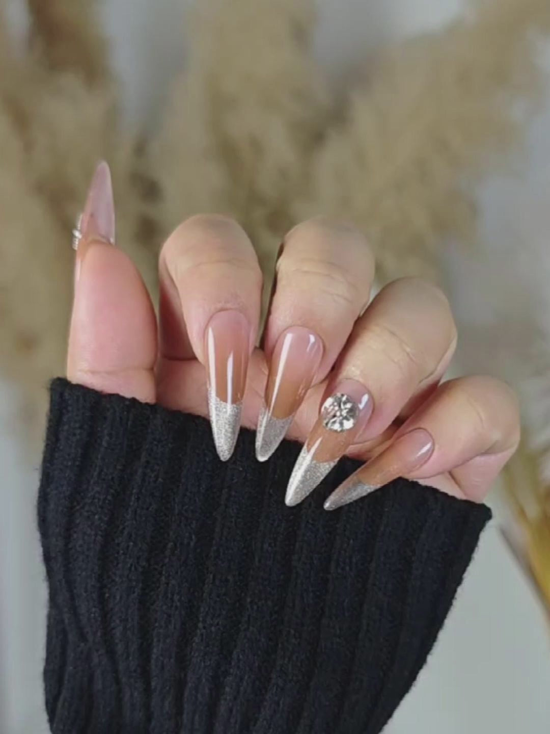 Luxury Nude to Gold Gradient Stiletto Press-On Nails