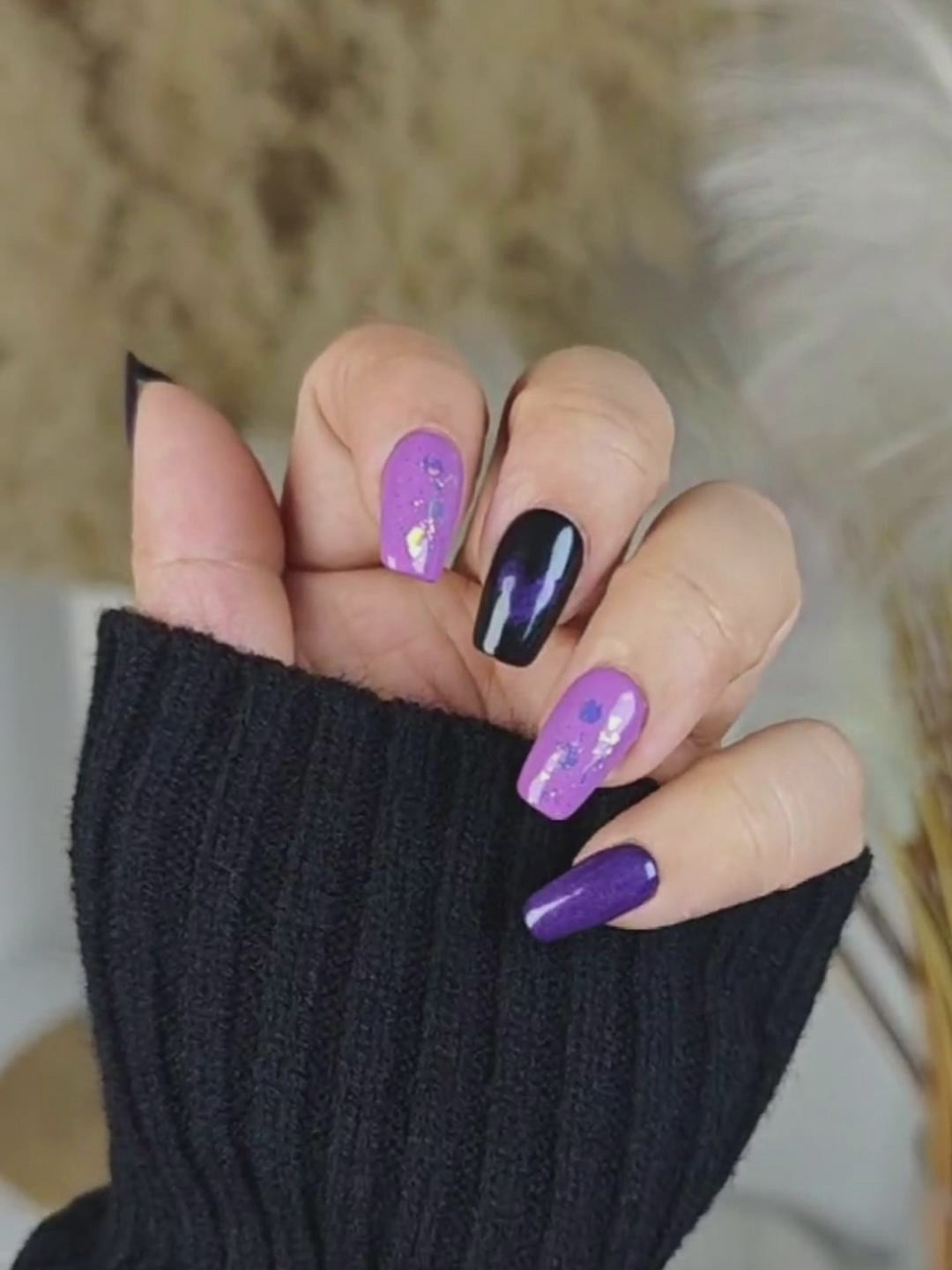 Mystic Purple Heart Glitter Press On Nails – Sweet & Cool Style